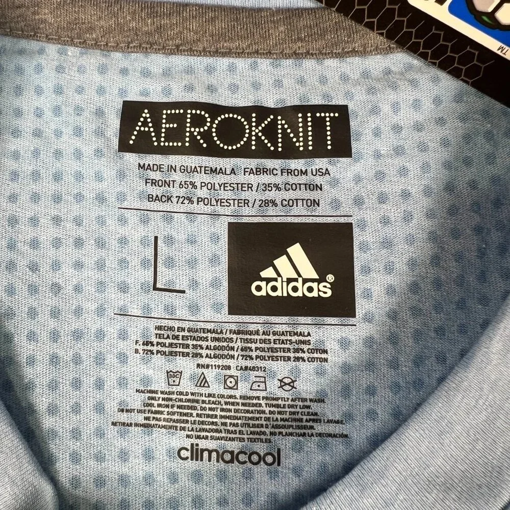 Adidas Mens Large Blue MLS New York City FC NYCFC Aeroknit Climacool‎ Shirt NWT